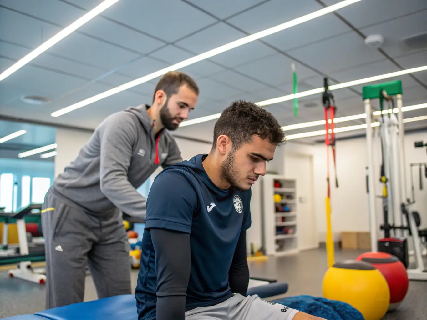 A professional athlete receiving an IV drip after a workout, illustrating the recovery and performance enhancement benefits offered by Miami Medical Concierge. The athlete appears refreshed and energized.