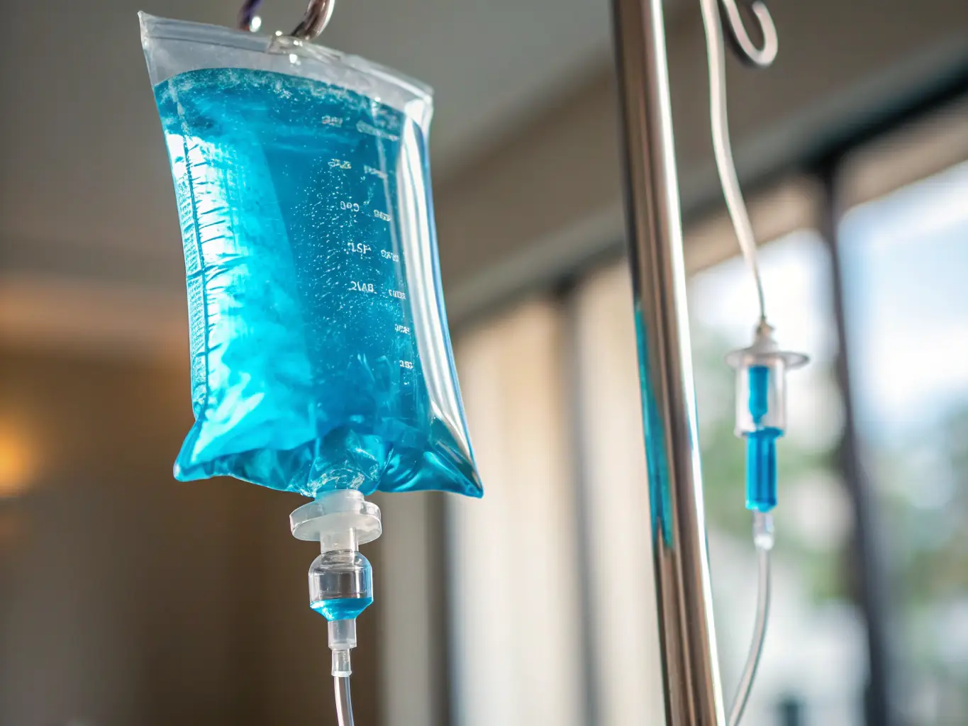 An image showcasing a vibrant mix of vitamins and minerals being added to an IV bag, highlighting the personalized approach to nutrient replenishment at Miami Medical Concierge. The setting is a clean, modern medical environment.